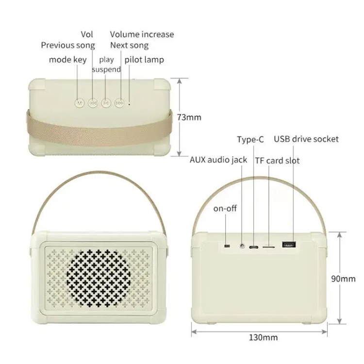 Portable Bluetooth Speaker Home Mini Karaoke Audio, Style: Microphone+Speaker(Light Yellow) Portable Bluetooth Speaker Home Mini Karaoke Audio, Style: Microphone+Speaker(Light Yellow)
