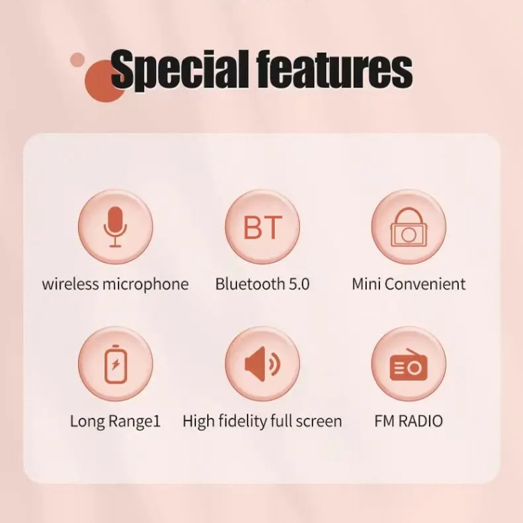Portable Bluetooth Speaker Home Mini Karaoke Audio, Style: Microphone+Speaker(Light Yellow) Portable Bluetooth Speaker Home Mini Karaoke Audio, Style: Microphone+Speaker(Light Yellow)