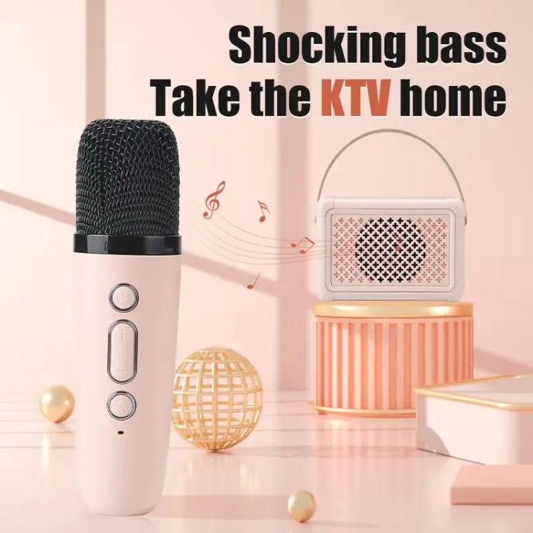 Portable Bluetooth Speaker Home Mini Karaoke Audio, Style: Microphone+Speaker(Light Yellow) Portable Bluetooth Speaker Home Mini Karaoke Audio, Style: Microphone+Speaker(Light Yellow)