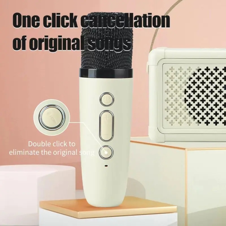 Portable Bluetooth Speaker Home Mini Karaoke Audio, Style: Microphone+Speaker(Light Yellow) Portable Bluetooth Speaker Home Mini Karaoke Audio, Style: Microphone+Speaker(Light Yellow)