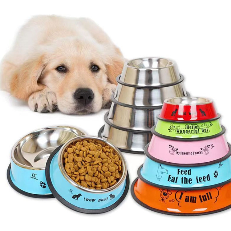 Chậu đựng thức ăn cho chó mèo bằng thép không gỉ chống chóp L 18cm (Màu đỏ)