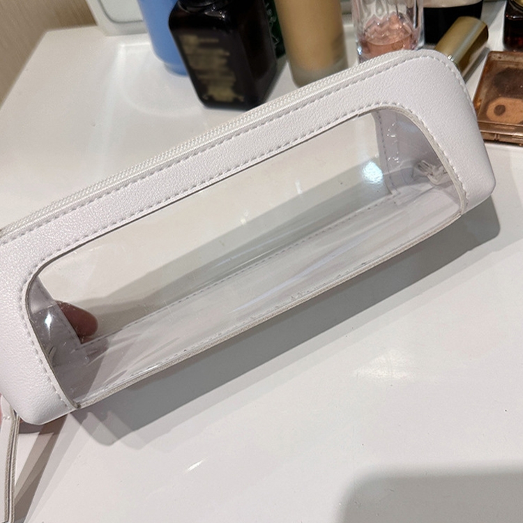 Bolsa de cosméticos portátil transparente lápiz de cejas lápiz labial bolsa de almacenamiento de brochas de maquillaje (negro) - B2