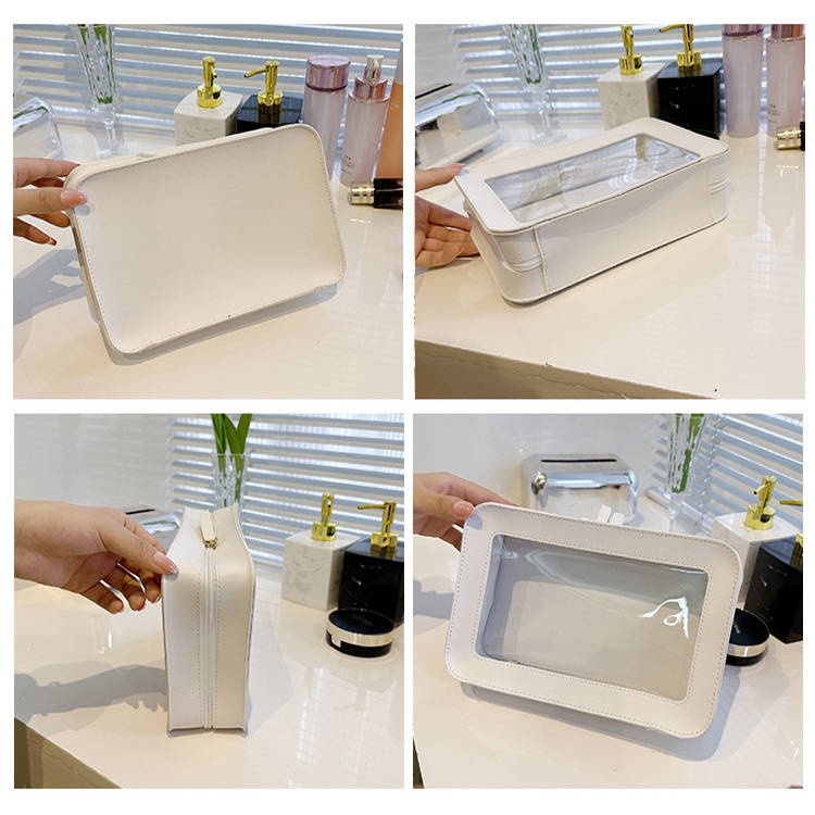 Bolsa de almacenamiento de cosméticos transparente de gran capacidad Embrague multifuncional portátil (blanco) - B5
