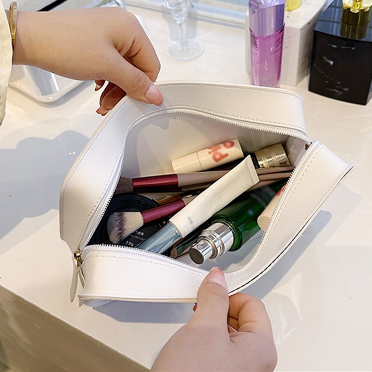 Bolsa de almacenamiento de cosméticos transparente de gran capacidad Embrague multifuncional portátil (blanco) - B6