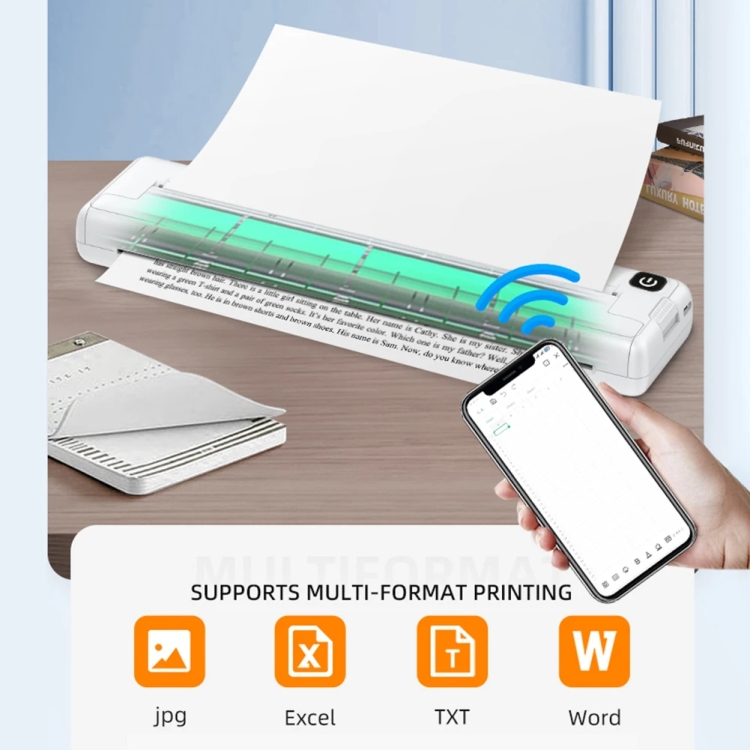 Impresora térmica portátil pequeña A4 para oficina en casa con Bluetooth, impresora portátil sin tinta, modelo: Impresora - B4