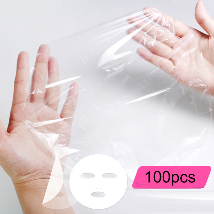 10packs Beauty Salon Plastic Disposable Face Mask Transparent Cling Film(100pcs/Pack) - B4