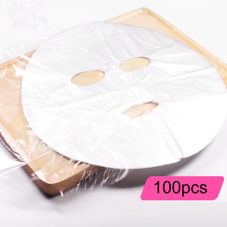 10packs Beauty Salon Plastic Disposable Face Mask Transparent Cling Film(100pcs/Pack) - B5