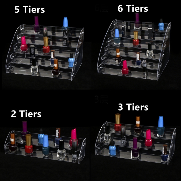 Estante de exhibición de esmalte de uñas acrílico de 7 capas, soporte de escalera transparente, soporte para botella de aceite esencial cosmético - B5