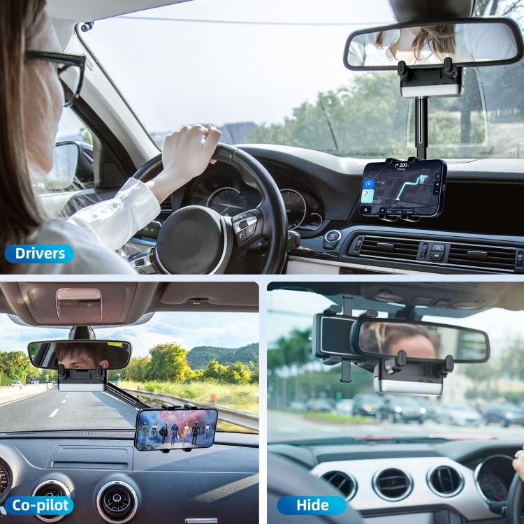 Car Rearview Mirror Phone Holder 360 Degree Rotation Smartphones Stand(Black) Car Rearview Mirror Phone Holder 360 Degree Rotation Smartphones Stand(Black)