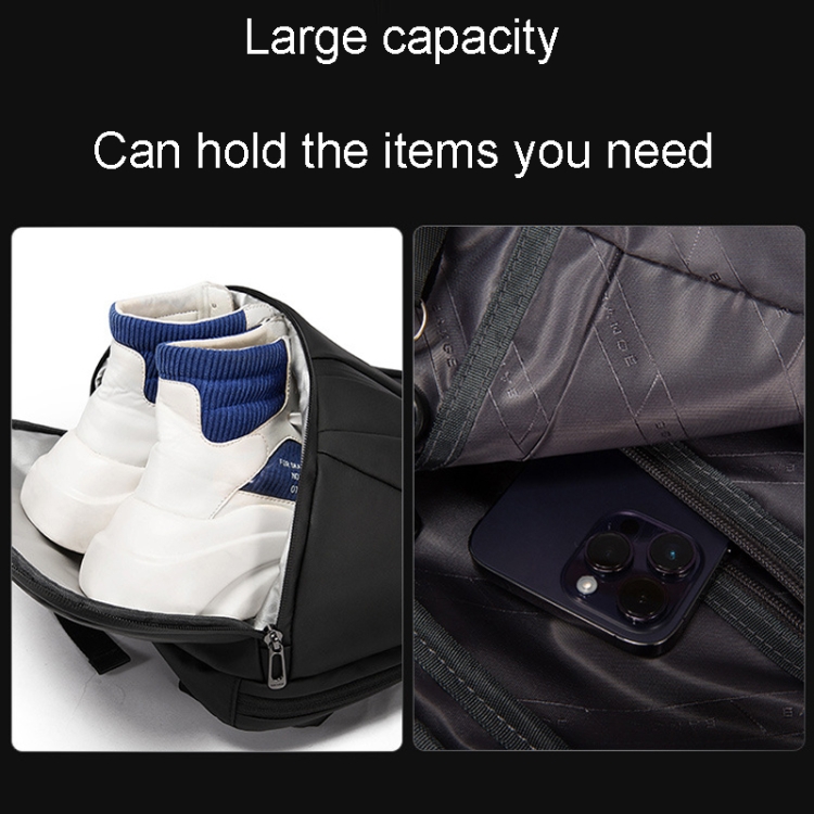 BANGE BG-7700 Large Capacity Mens Casual Double-Shoulder Backpack Student Computer Book Bag(Black) - B5