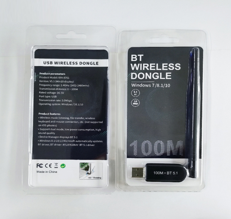 Black Plastic Wireless USB Bluetooth Receiver Adapter Dongle