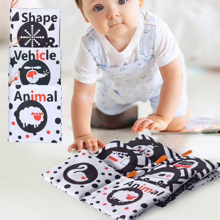 Livre en tissu pour bébé, livres silencieux et indéchirables pour enfants,  style: forme noir et blanc