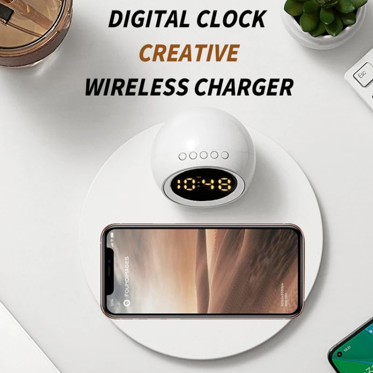 K22T 15W Multifunctional Rotatable Clock Night Light Wireless Fast Charger, Color: White K22T 15W Multifunctional Rotatable Clock Night Light Wireless Fast Charger, Color: White