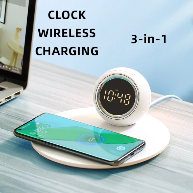 K22T 15W Multifunctional Rotatable Clock Night Light Wireless Fast Charger, Color: White K22T 15W Multifunctional Rotatable Clock Night Light Wireless Fast Charger, Color: White