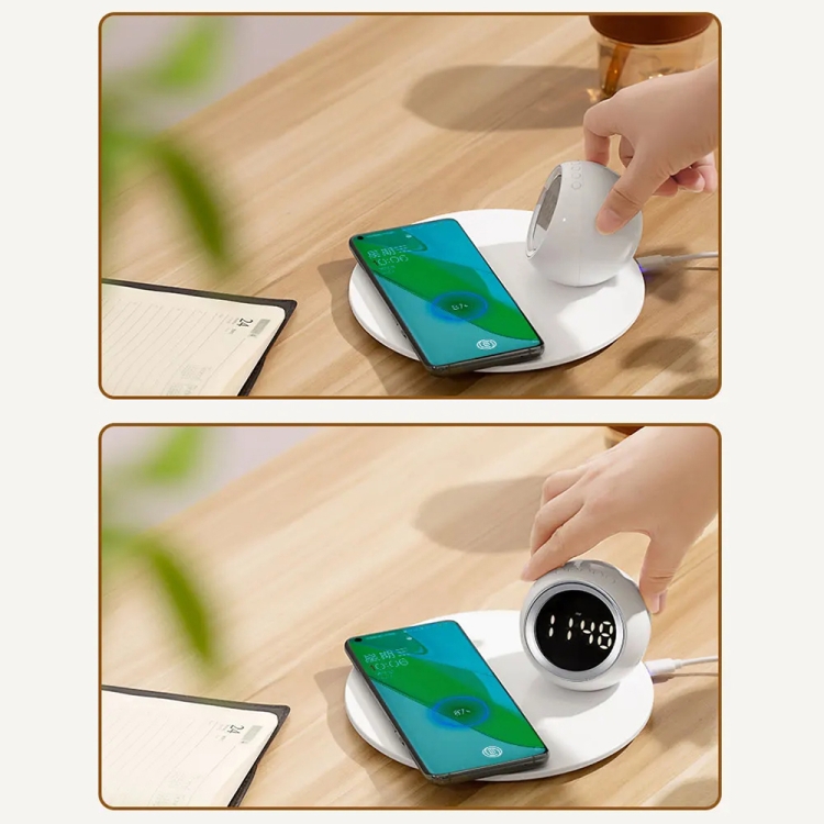 K22T 15W Multifunctional Rotatable Clock Night Light Wireless Fast Charger, Color: White K22T 15W Multifunctional Rotatable Clock Night Light Wireless Fast Charger, Color: White