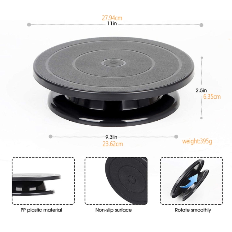 11 Inch Cake Turntable Rotating Round Cake Stand Anti-skid DIY Cake  Decorating Tools(Black)