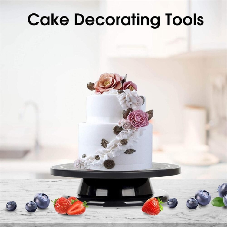 11 Inch Cake Turntable Rotating Round Cake Stand Anti-skid DIY Cake  Decorating Tools(Black)
