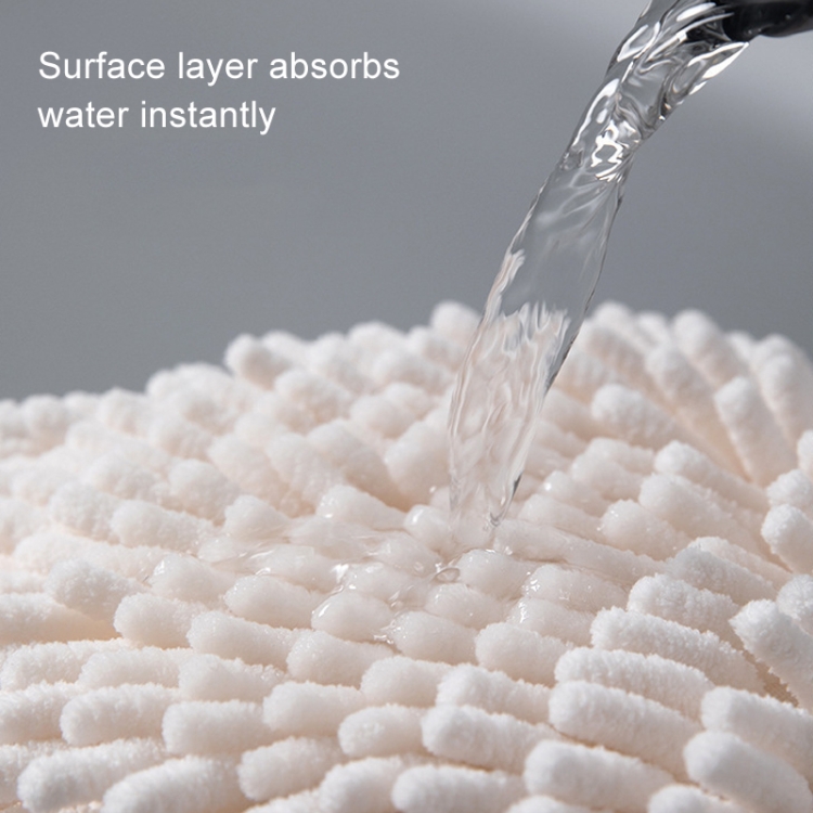 Chenille Hand Wipe Ball Large Hanging Bathroom Quick Dry Hand Towel Kitchen  Rag Wipe Handkerchief(White)
