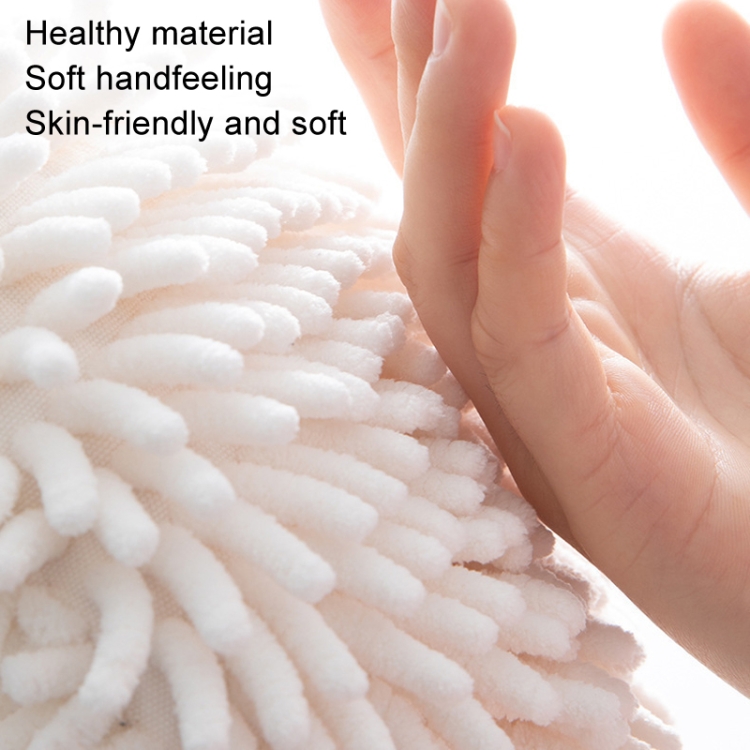 Chenille Hand Wipe Ball Large Hanging Bathroom Quick Dry Hand Towel Kitchen  Rag Wipe Handkerchief(White)