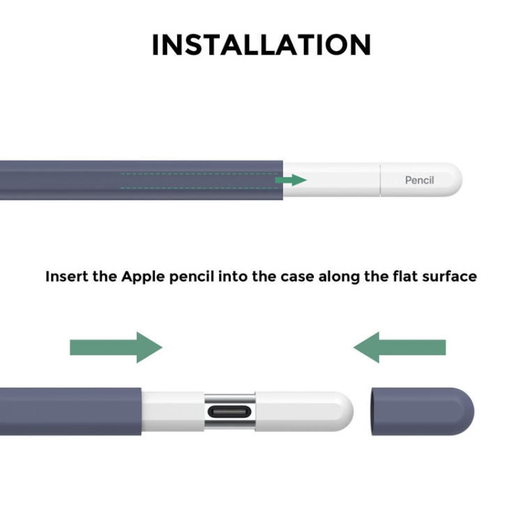 Para Apple Pencil 3 USB-C AhaStyle PT65-3 Funda protectora de silicona del mismo color (azul medianoche) - B2