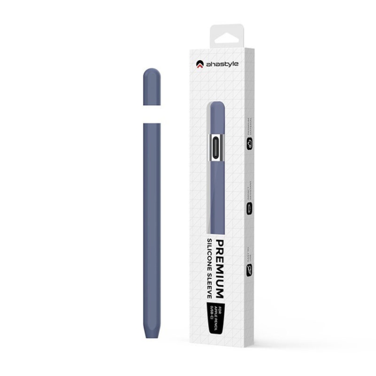Para Apple Pencil 3 USB-C AhaStyle PT65-3 Funda protectora de silicona del mismo color (azul medianoche) - B5