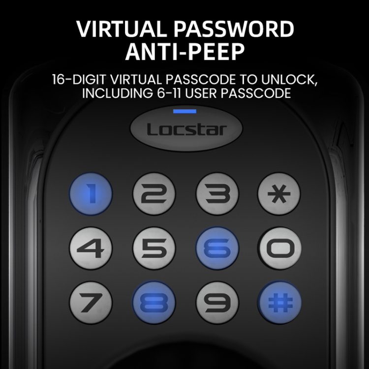 LOCSTAR C88 Bluetooth remoto Tuya Cerradura de puerta con contraseña electrónica inteligente automática (negro) - B5