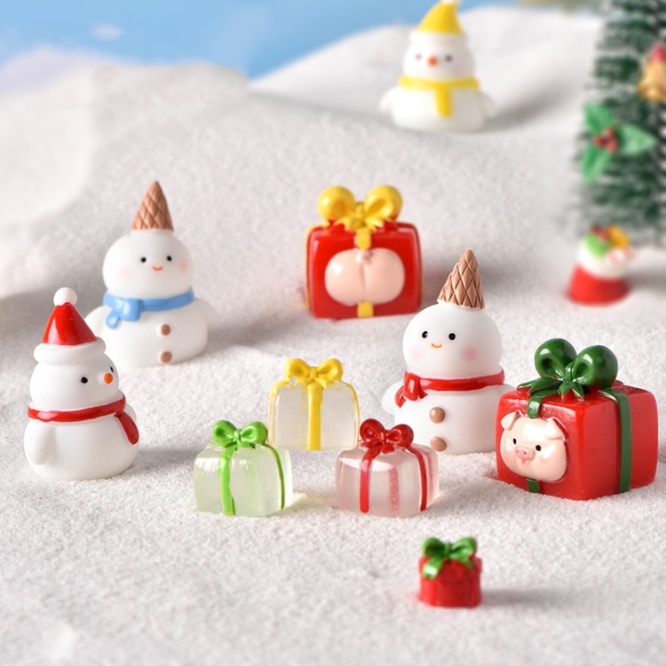 5pcs Christmas Micro Landscape Snowscape Decoration Accessories Christmas  Resin Ornament, Style: No.13 Transparent Gift Box Yellow