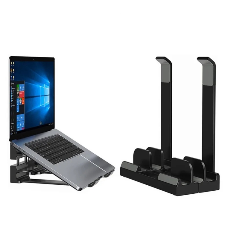 Base di raffreddamento per rialzo del desktop con supporto verticale per  laptop a doppio scopo (nero)