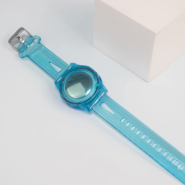 For AirTag PC+TPU Transparent Watch Strap Tracker Protective Case Anti-lost Device Cover, Color: Blue For AirTag PC+TPU Transparent Watch Strap Tracker Protective Case Anti-lost Device Cover, Color: Blue