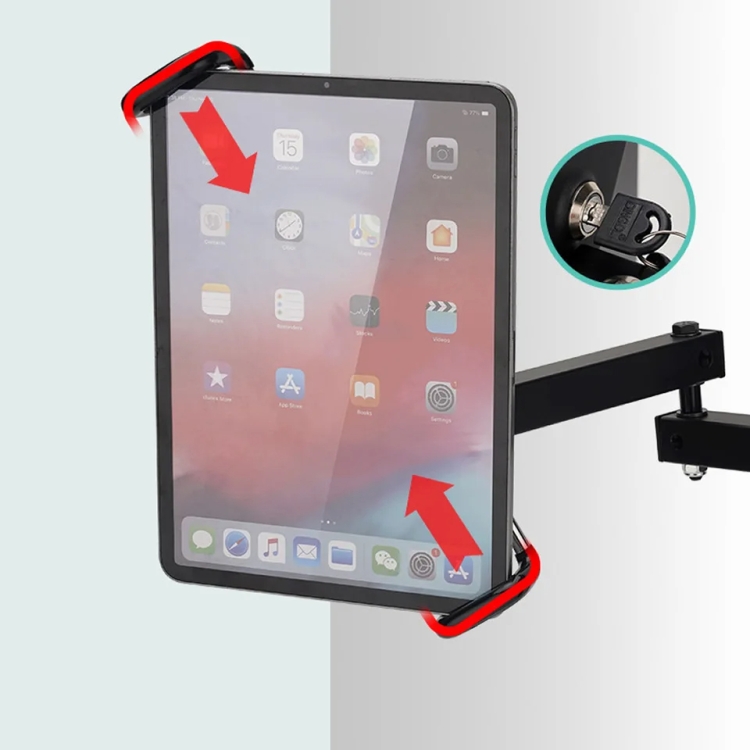 Soporte de pared para tablet con cerradura.