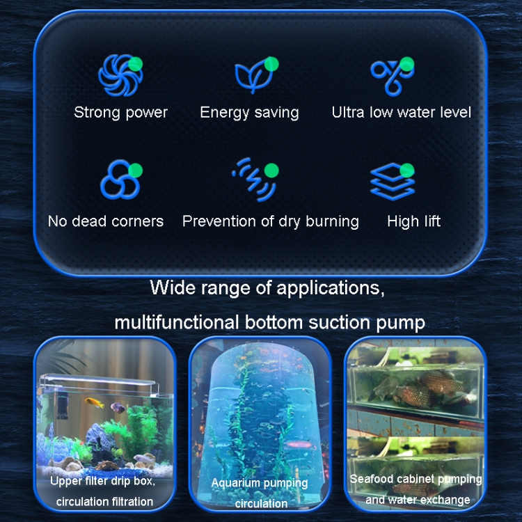 Bomba de agua de succión inferior para acuario, sumergible para ciclo de  agua y bombeo de