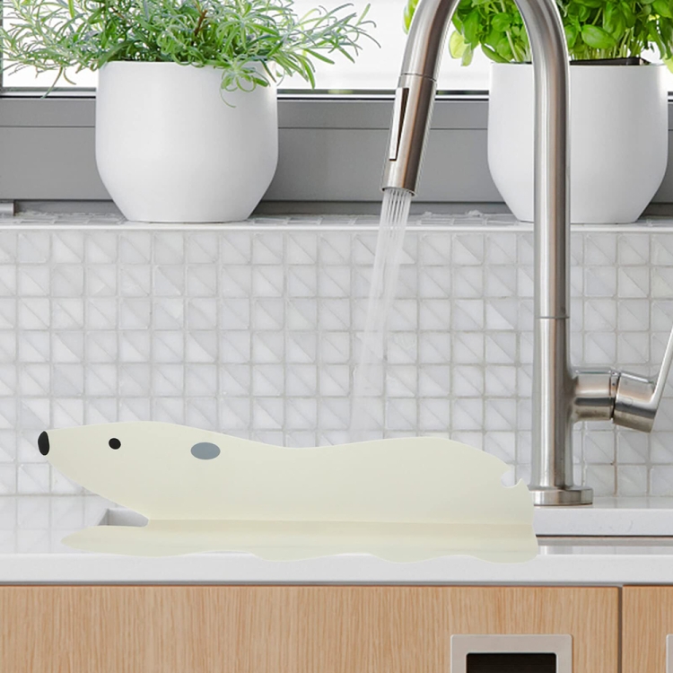 Cartoon Bear Küchenspüle Wasserabweiser Spüle Saugnapf Spritzschutz  Werkzeuge (weiß)