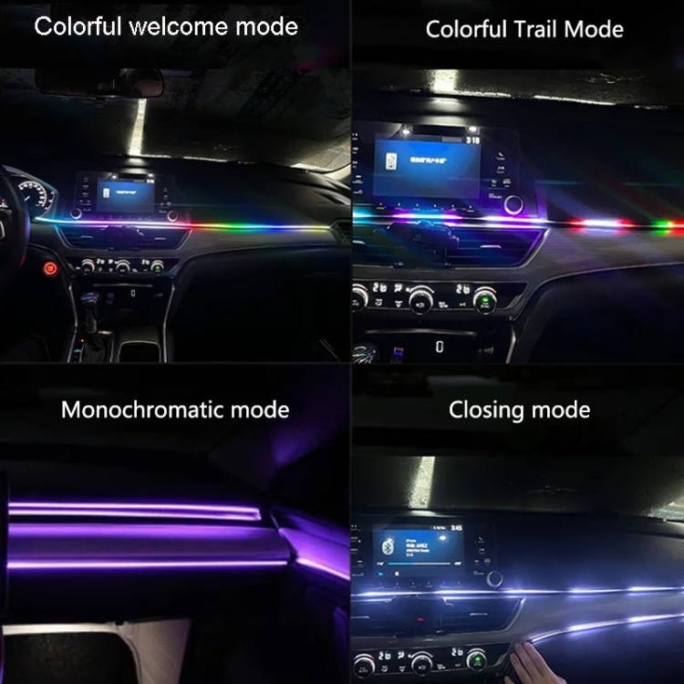 Interni auto in fibra ottica luce fredda RGB lampada ambientale centro luci  d'atmosfera vano piedi fantasma, stile: uno a uno 110 cm (doppio controllo  colorato)