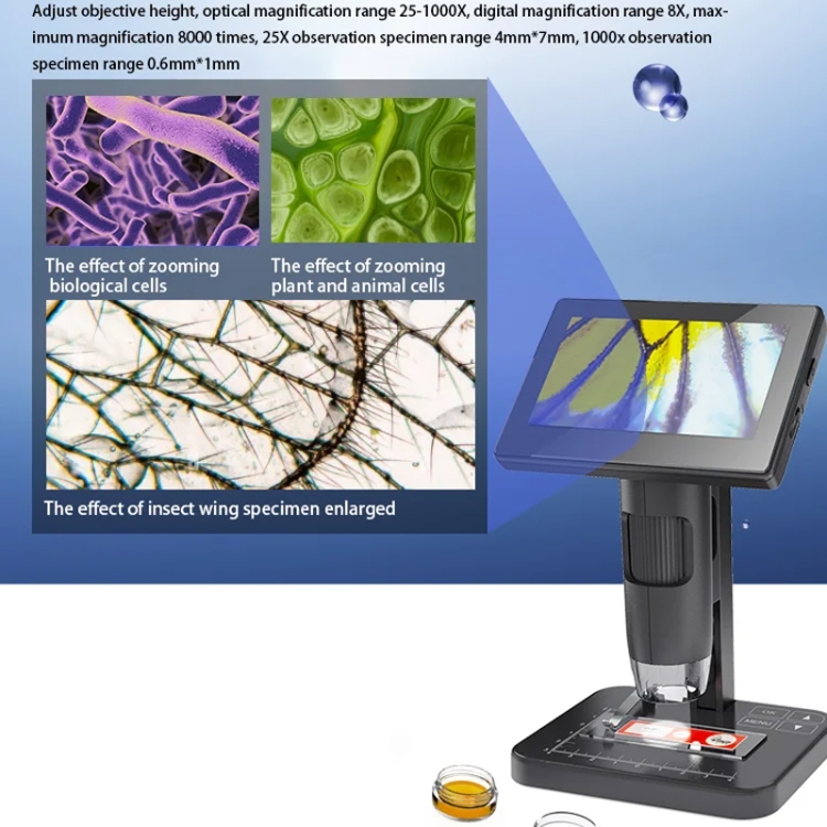 Microscopio Digital electrónico HD, pantalla de 5 pulgadas, tecla táctil, lupa  electrónica de células biológicas 8000X
