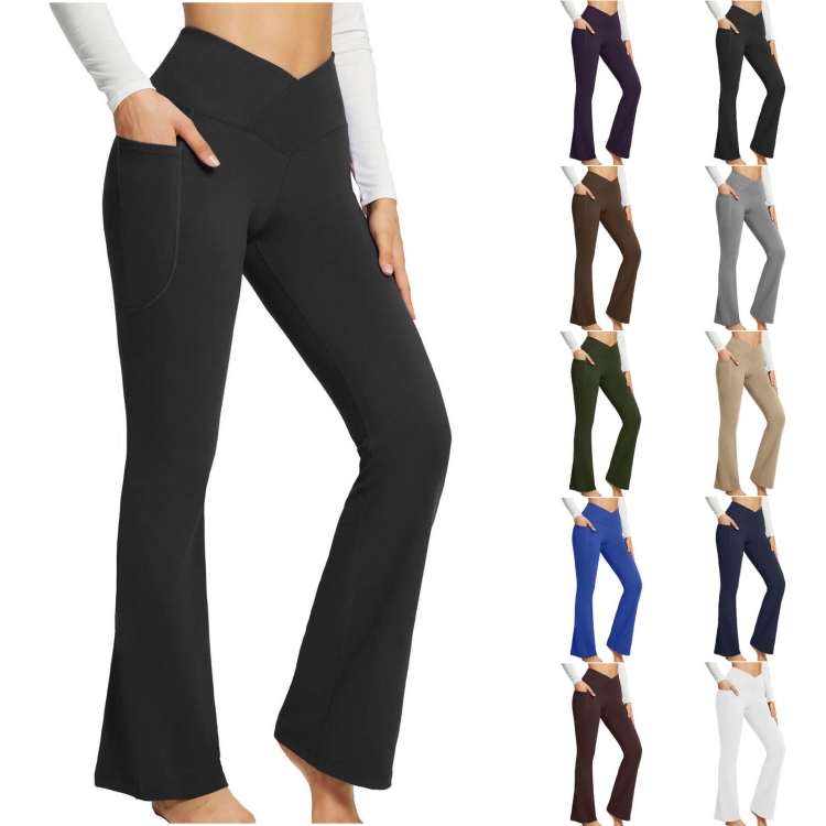 Pantalon de Sport Femme Décontracté Noir - Taille Haute - Confortable -  Fitness Yoga