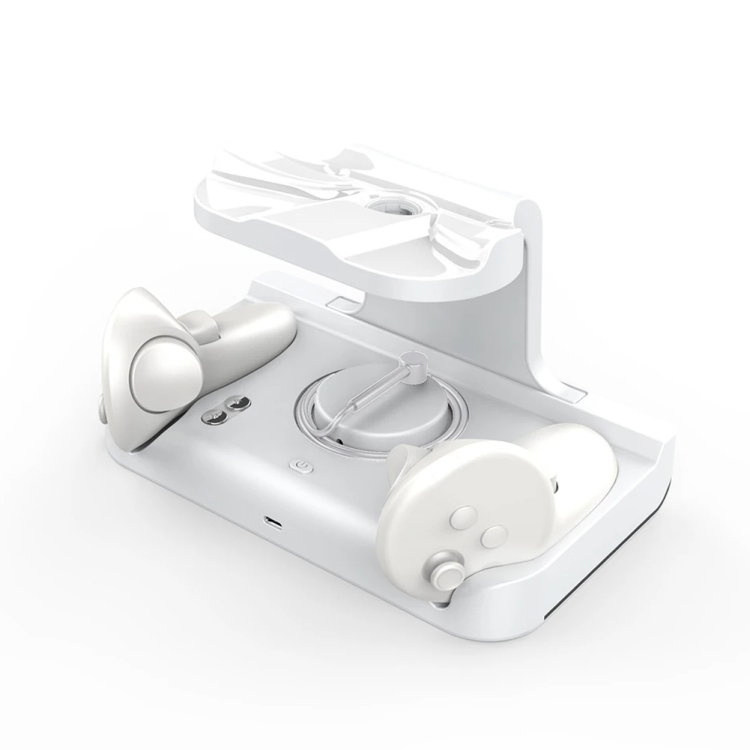 Para la base de carga de auriculares Meta Quest 3 con luces deslumbrantes Soporte de carga VR Grip (blanco) - B2