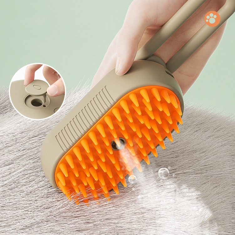 Peine con pulverizador eléctrico para mascotas, cepillo de aseo con vapor  para gatos recargable, herramienta de limpieza (blanco)