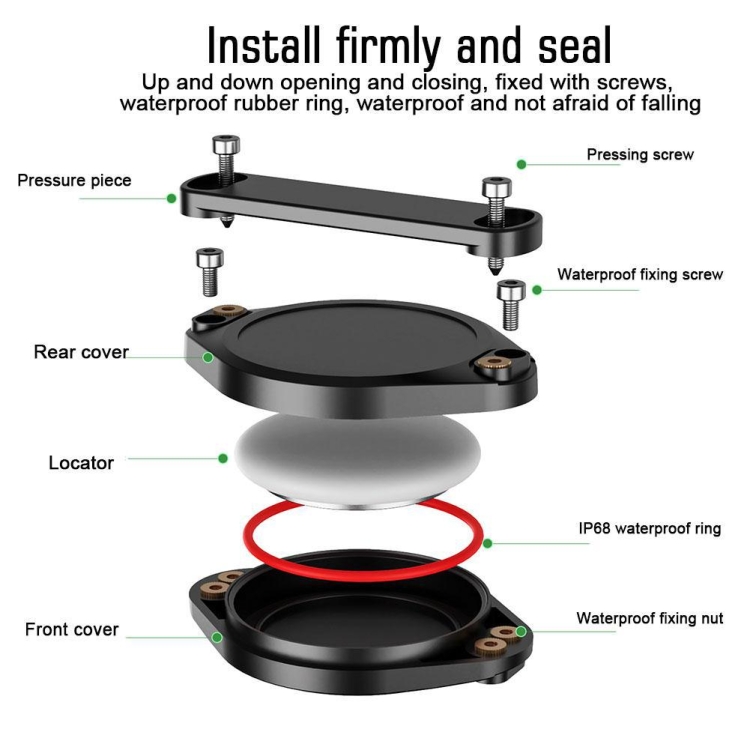 For Airtag IPX68 Waterproof Protective Case Pet Collar Positioner Tracker All-Inclusive Protective Cover(Black)