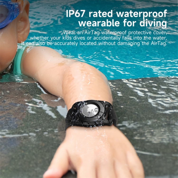 For Airtag Watch Band IP67 Grade Waterproof Case With Paste Bracelet(Black) For Airtag Watch Band IP67 Grade Waterproof Case With Paste Bracelet(Black)