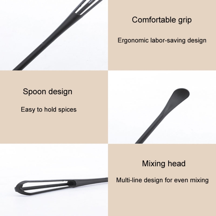 5pcs Household Mini Whisk With Small Spoon Kitchen Multifunctional Stirring Stick(White)