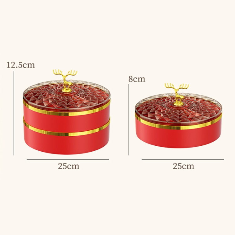 Candy Box Home Multi-Layer New Year Fruit Tray Compartmentalized Dry Fruit Box With Lid, Color: Ivory White 1 Layer - B7
