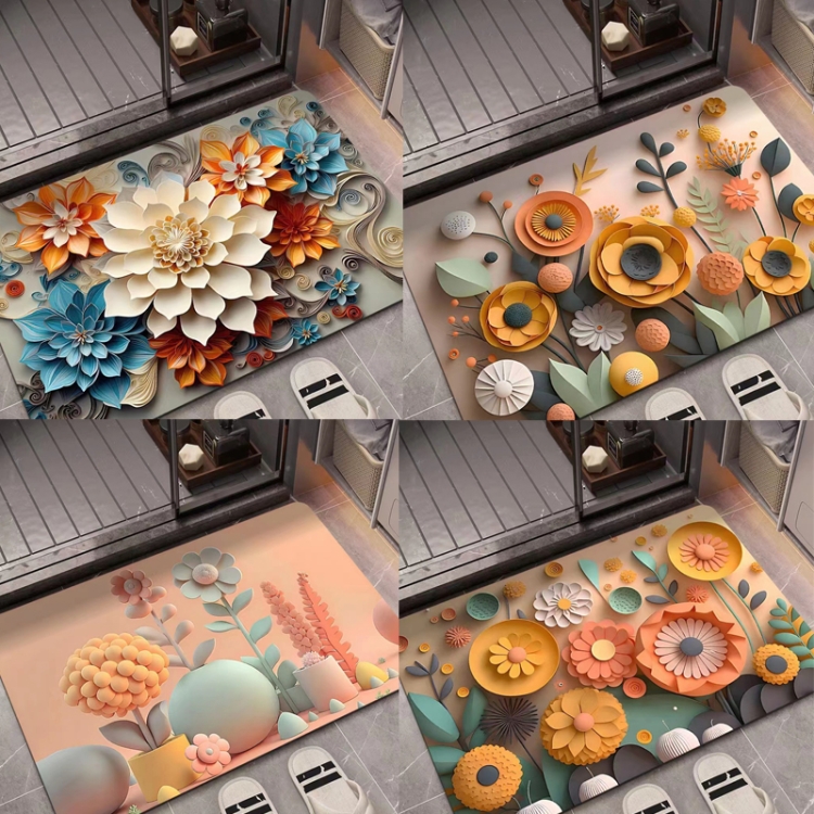 40 x 60cm 3D Oil Painting Diatom Mud Absorbent Floor Mat Non-slip  Carpet(Style 02)
