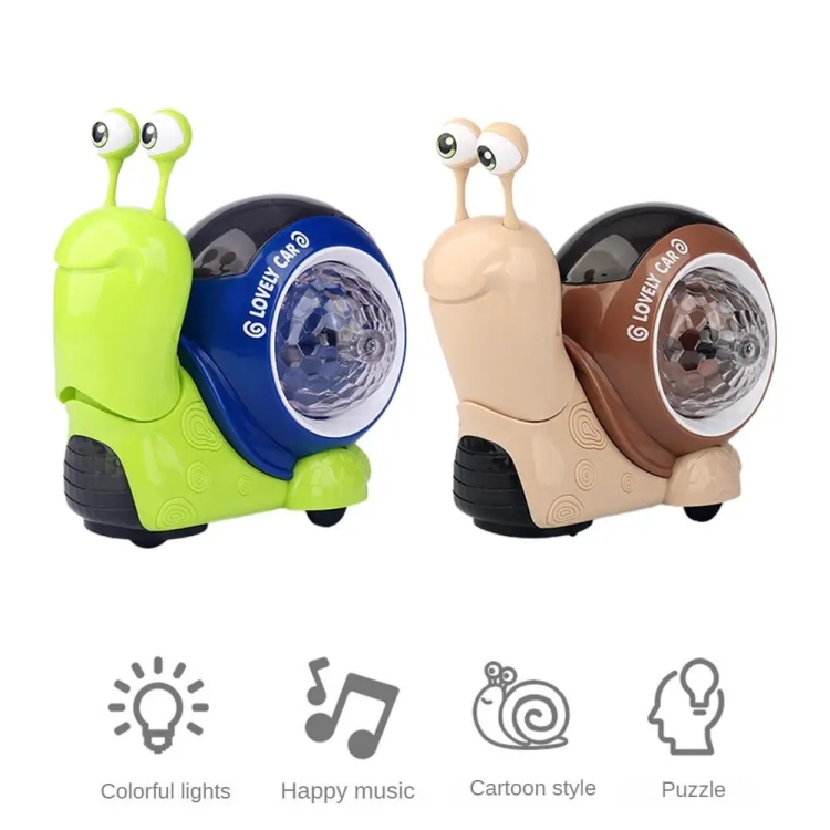 Children Electrical Crawling Snail Toys Sound And Light Projection Snail  Fun Toys(Gray)