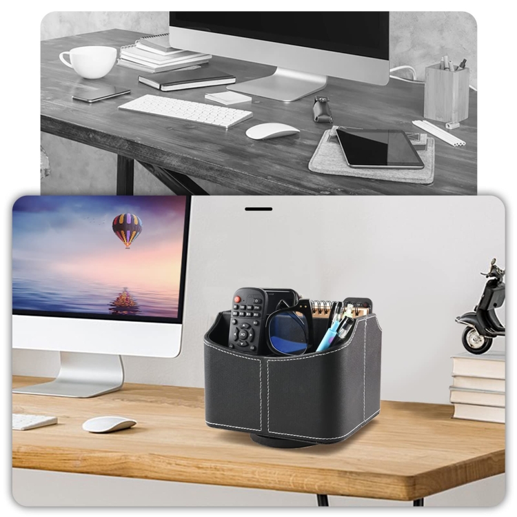 Porta telecomando TV in pelle Desktop Organizer con 5 scomparti