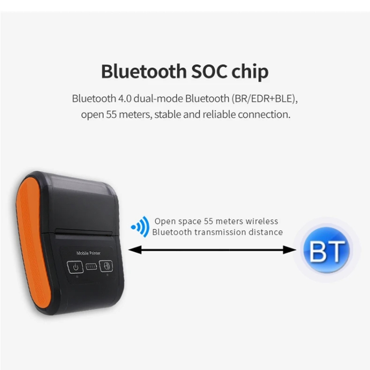 Impresora térmica Bluetooth de recibos para llevar de logística portátil de 58 mm (enchufe de EE. UU.) - B3