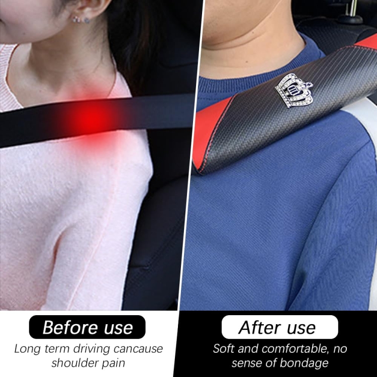 Copri cintura di sicurezza per auto Protezione per spalla del sedile  automatico in pelle in fibra di carbonio, Stile: Corona nera