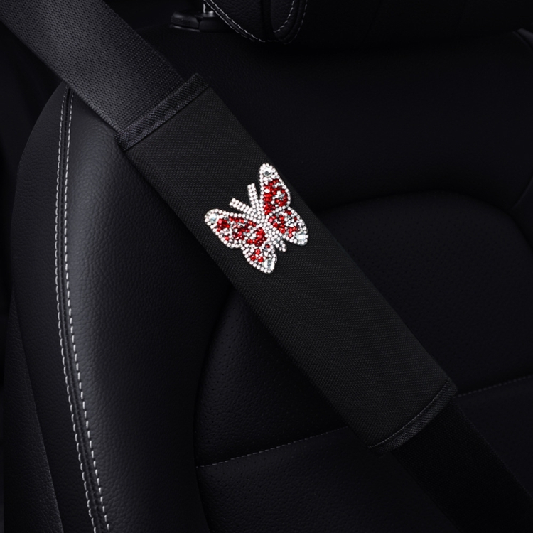 Auto-Sicherheitsgurtbezug, Diamant-Schmetterlings-Schultergurt-Kissenbezug,  6,5 x 23 cm (schwarz)