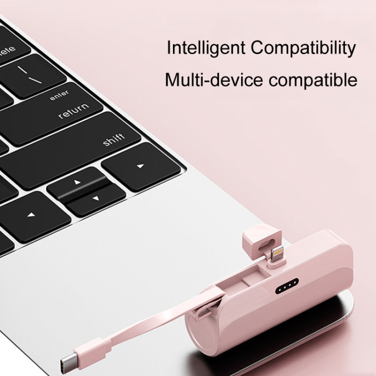 5000mAh 2 In 1 Portable Mobile Power Fast Charger Pocket Wireless Capsule Charger, Interface: Type-C (Black) - B4