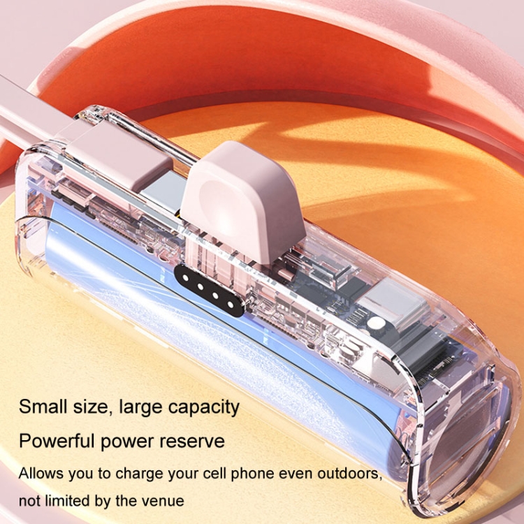 5000mAh 2 In 1 Portable Mobile Power Fast Charger Pocket Wireless Capsule Charger, Interface: Type-C (Black) - B8