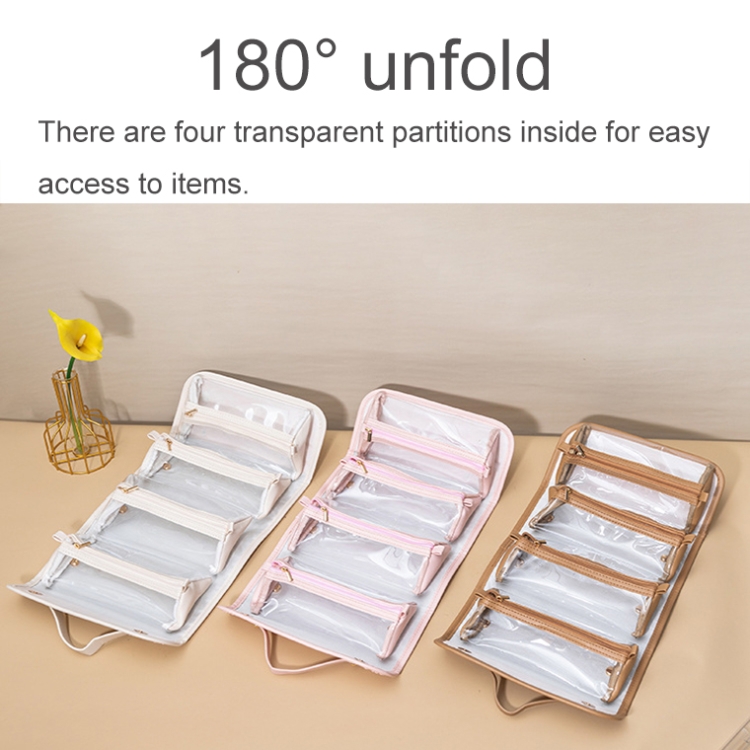 Portable Large Capacity Travel Detachable Folding Waterproof Cosmetic Bag(Pink) - B4